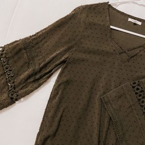 Swiss Dot Crochet Sleeve Top